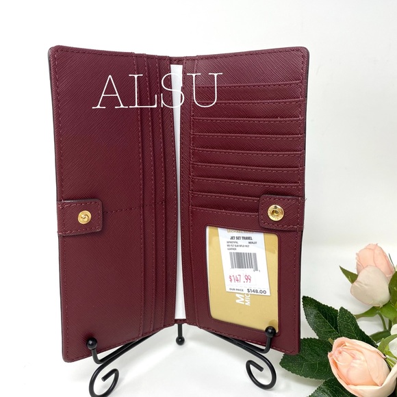 Michael Kors Slim Bifolder Leather Merlot Maroon - Picture 4 of 6